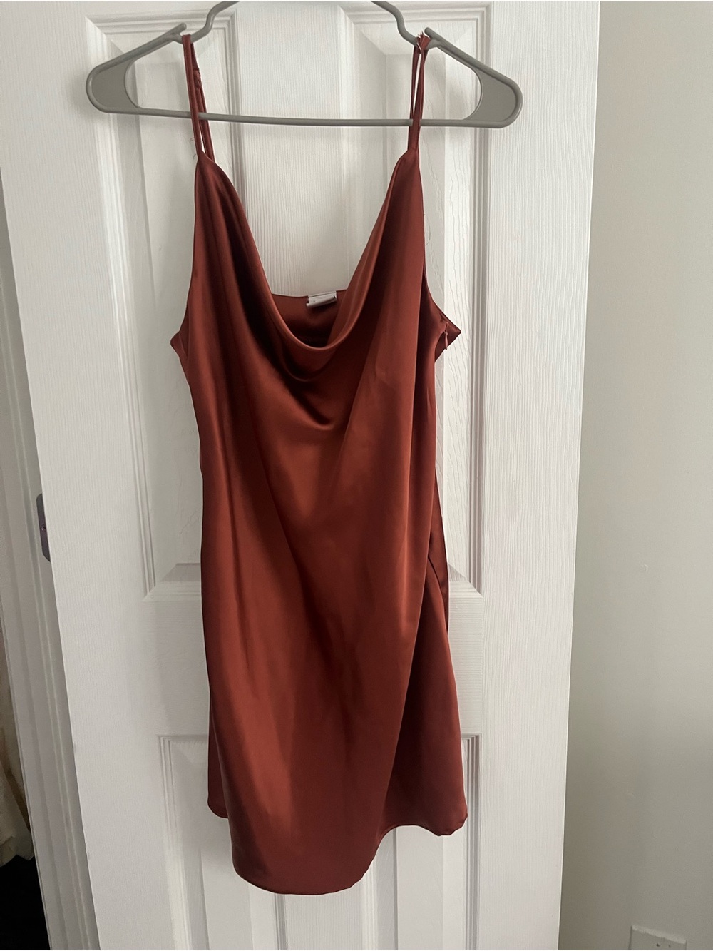 Reformation Par Rust Slip Mini Dress